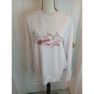 Chelsea Peers lounge Christmas happy holidays sweatshirt Mens Med White New York